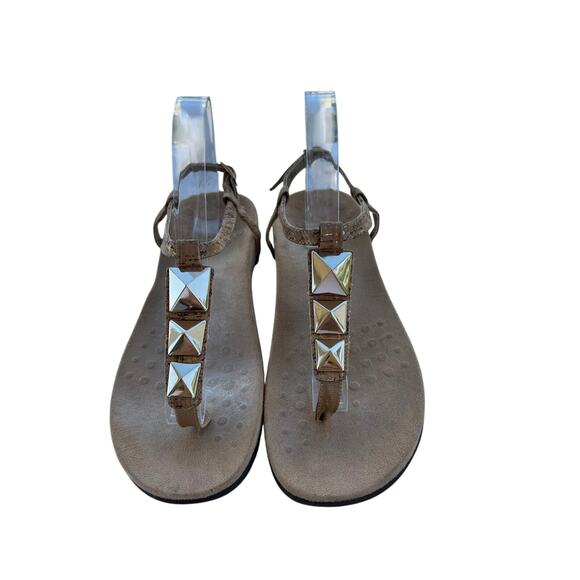 Vionic Rest Nala Sandals Womens Size 9 Tan Gold Casual Classic T Strap Cork - Picture 1 of 7